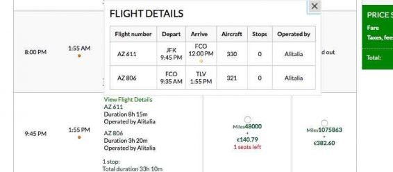 Are there any good value awards with Alitalia MilleMiglia?